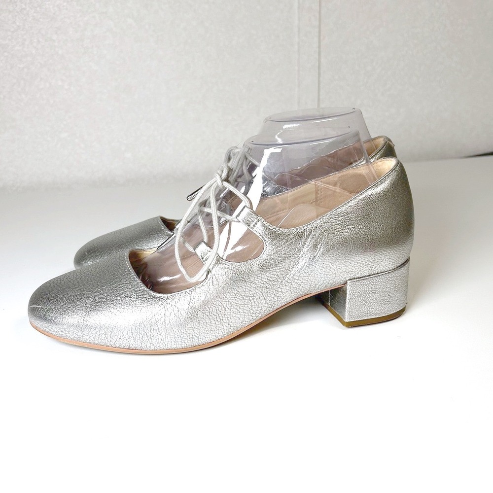 women's silver‎ clark's leather orabella sophia pumps mary janes 8.5 lace up - Picture 4 of 8